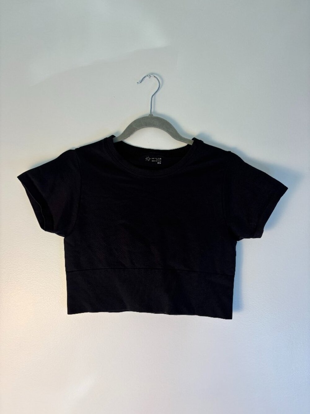 Aerie Offline Black Seamless Bodycon Cropped Tee